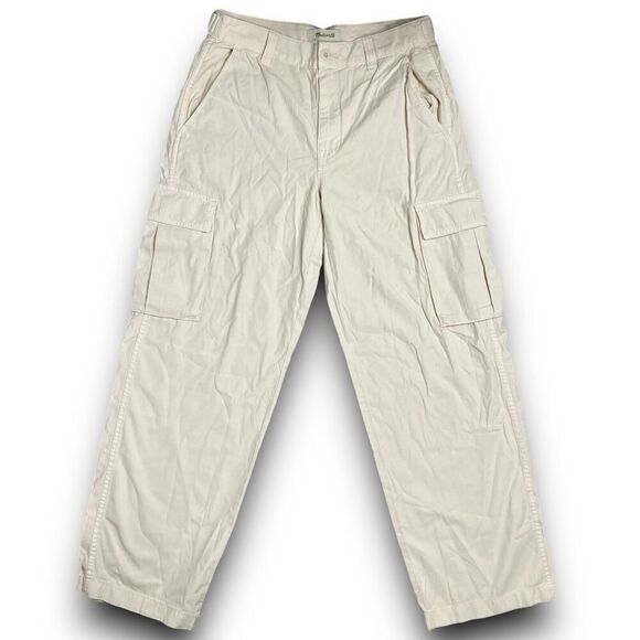 Madewell Pants Womens 26 Cream Cargo Garment Dyed Low Slung Straight High Waist - Picture 2 of 13